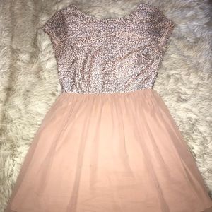 Rose/Blush and Leopard print dress with low back